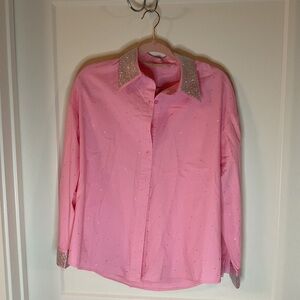LC Lizette Collection Rhinestone Pink Glam Button Shirt Women’s Medium Western